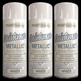 3X Paint Factory White Metallic Spray Paint 200ml Spray Paint